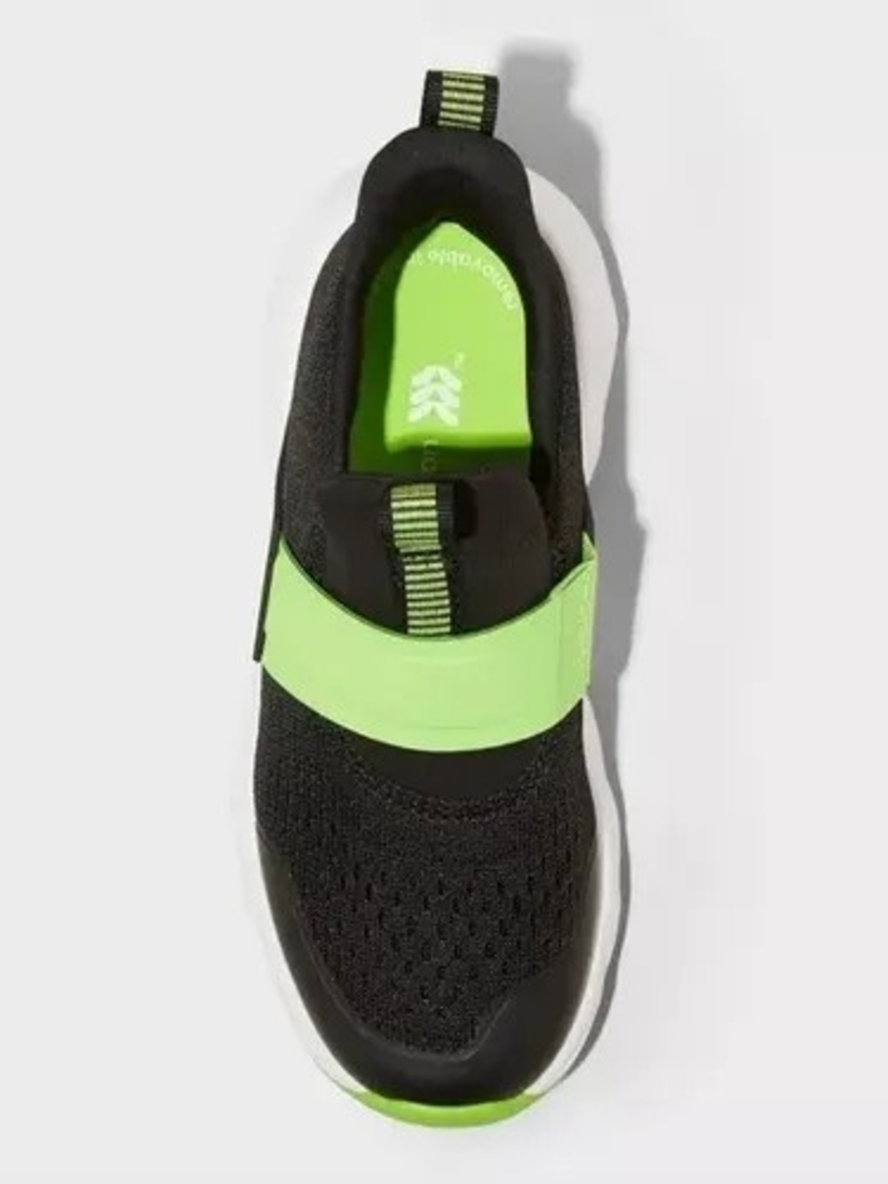 all in motion Black & Neon Green Mesh Slip-On Kids Sneakers Toddler Size 9